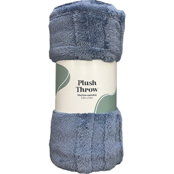 Patterned Plush Throw Blue each
