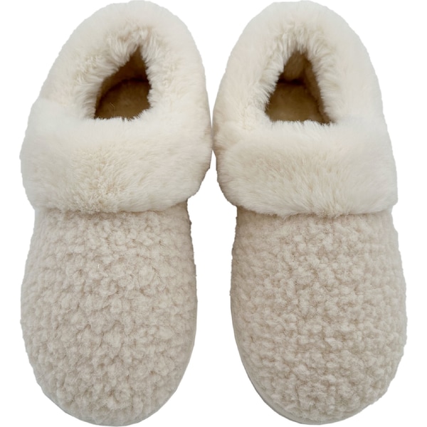 Ladies Moccasin Faux Fur Slippers Cream Size 7/8 each