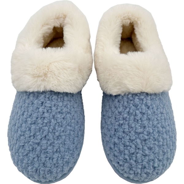 Ladies Moccasin Faux Fur Slippers Blue Size 5/6 each