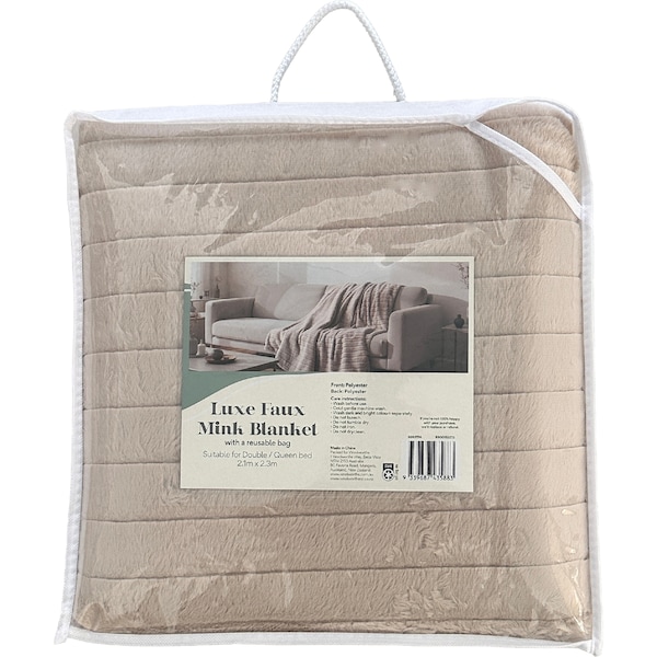 Luxe Faux Mink Blanket Beige each