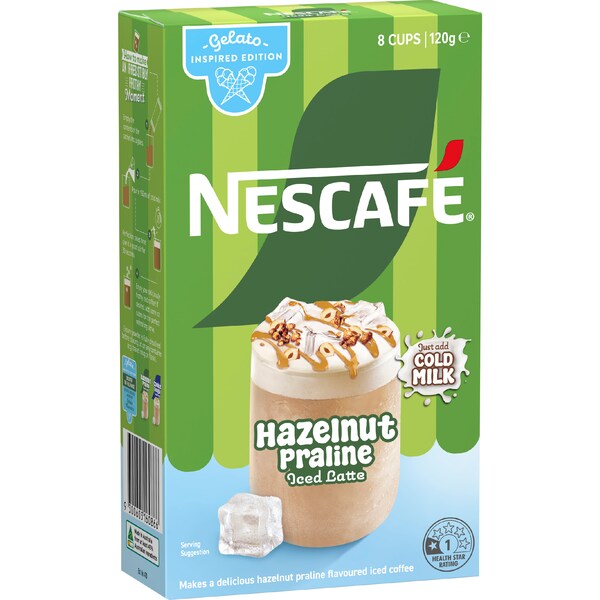 Nescafe Iced Latte Sachets Hazelnut Praline 8 pack