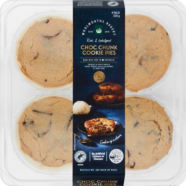 Woolworths Choc Chunk Cookie Pie 4 pack