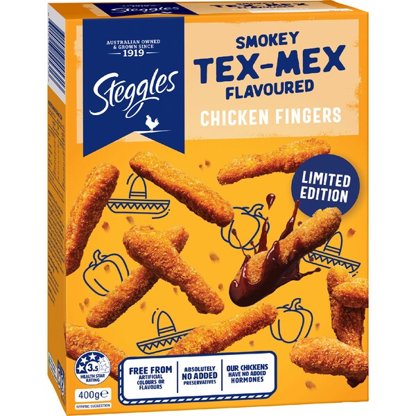 Steggles Smokey Tex Mex Chicken Fingers 400g