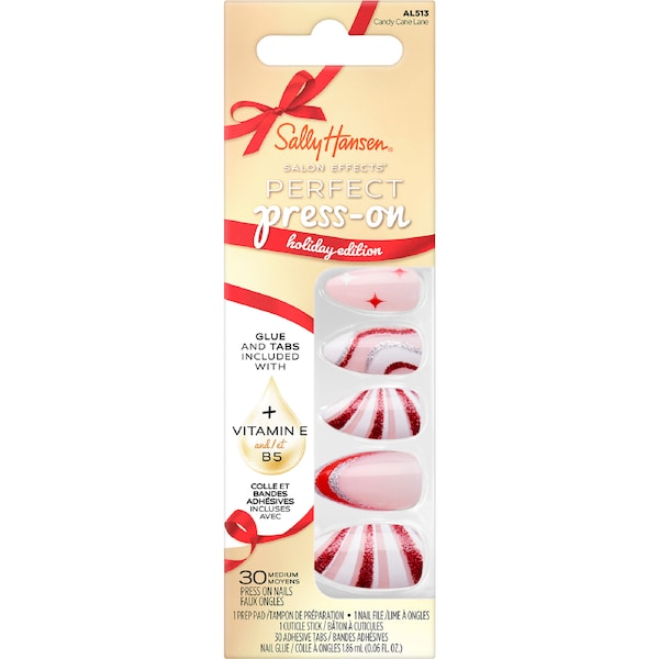 Sally Hansen Salon Effects Perfect Press On Nails Candy Cane Lane 30 pack