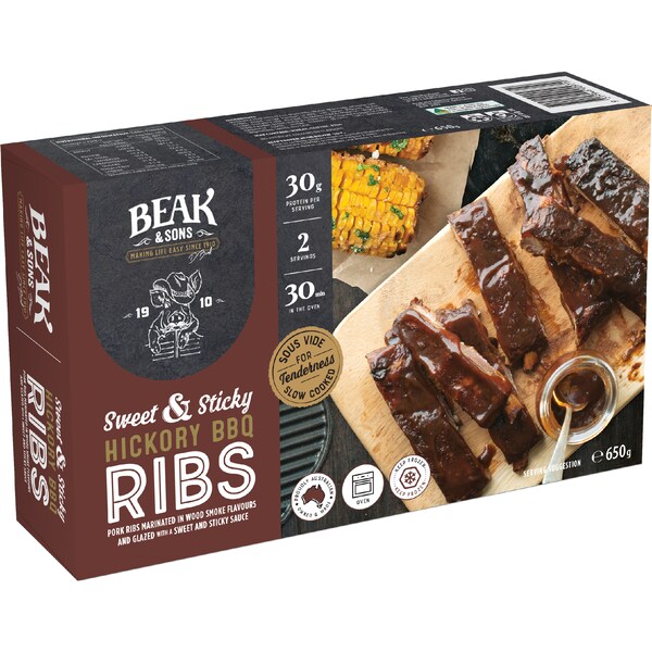 Beak & Sons Hickory BBQ Pork Ribs 650g
