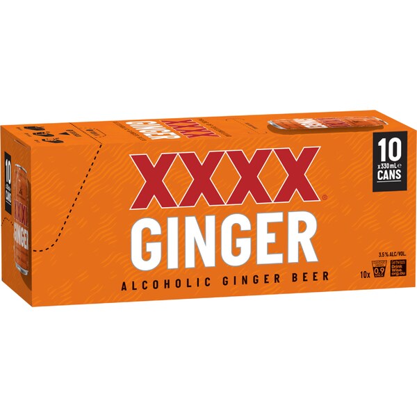 XXXX Ginger Beer Cans 330mL x 10 pack