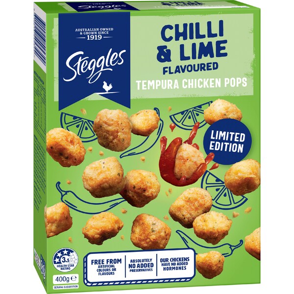 Steggles Tempura Chicken Pops Chilli & Lime 400g