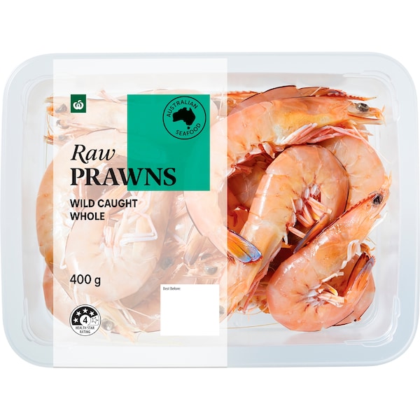 Woolworths Whole Raw Prawns 400g