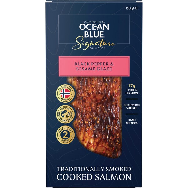 Ocean Blue Signature Collection Smoked Salmon Pepper & Sesame Glaze 150g
