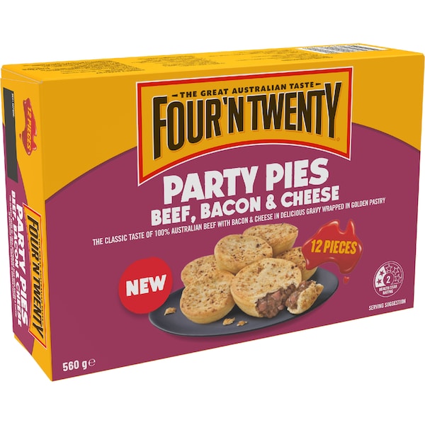 Four'N Twenty Party Pies Beef Cheese & Bacon 12 pack