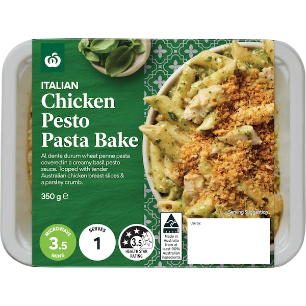 Woolworths Chicken Pesto Pasta Bake 350g