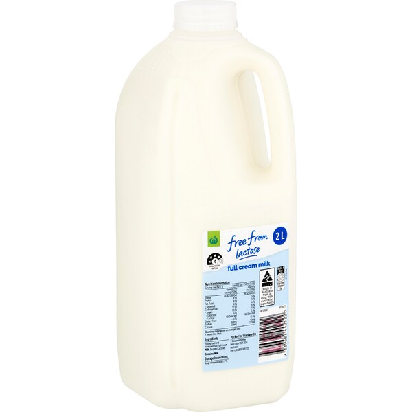 Woolworths Free From Lactose Milk Full Cream 2L