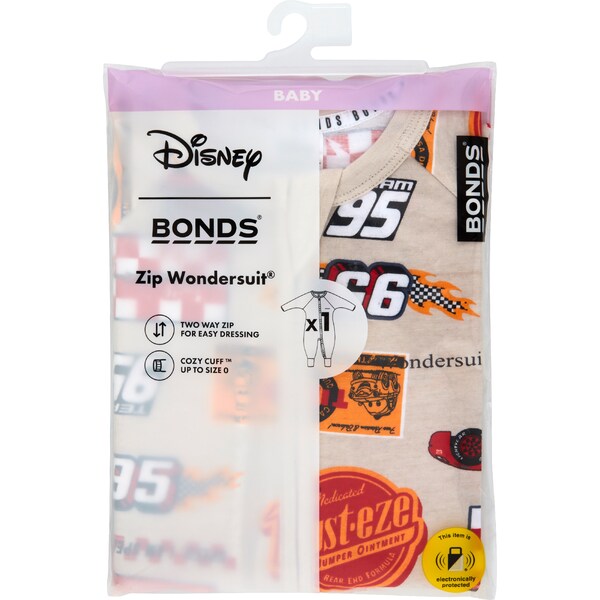 Bonds Zip Wondersuit Disney Cars Tan Size 2 each