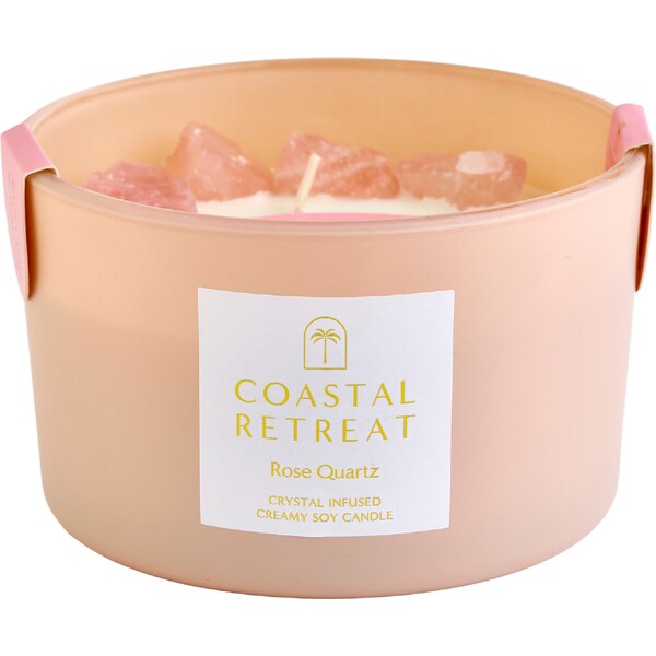 Coastal Retreat Crystal Infused Soy Candle Rose Quartz 425g