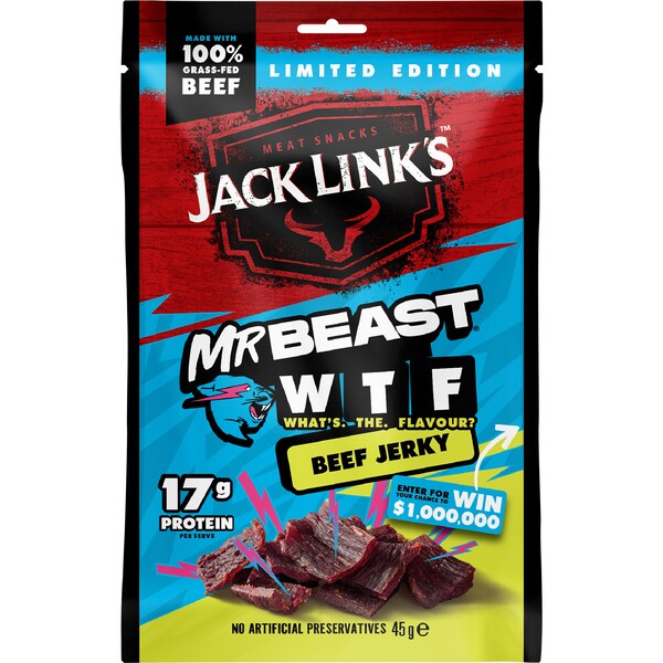 Jack Link's Mr Beast Beef Jerky Blue What's The Flavour 45g