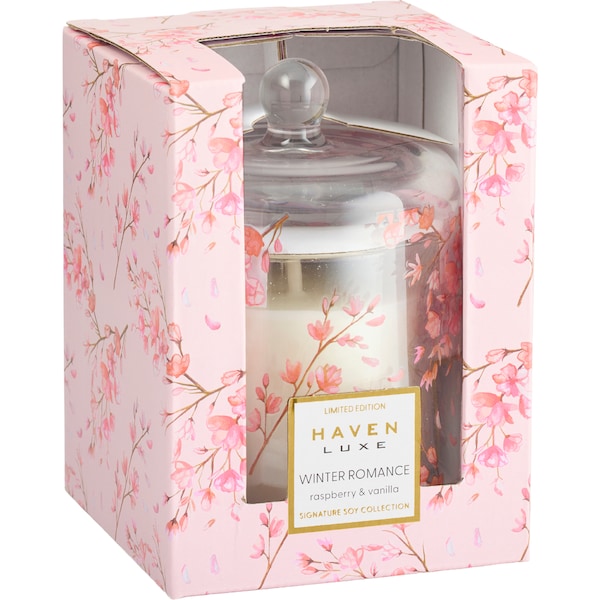 Haven Luxe Winter Romance Soy Candle Raspberry & Vanilla each