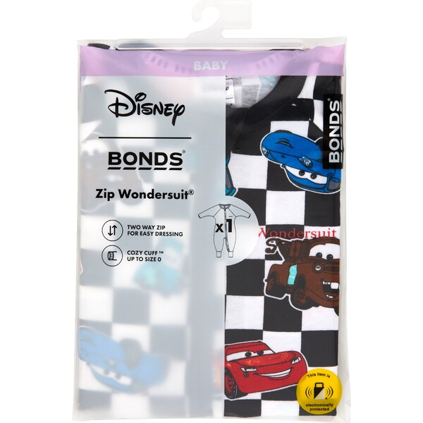Bonds Zip Wondersuit Disney Cars Black Size 2 each
