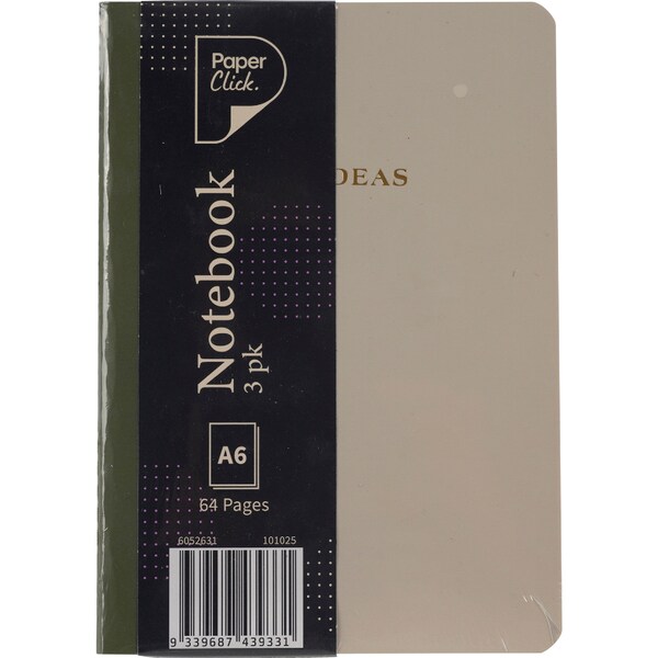 Paperclick A6 Notebook Stichbound 64 Pages 3 pack