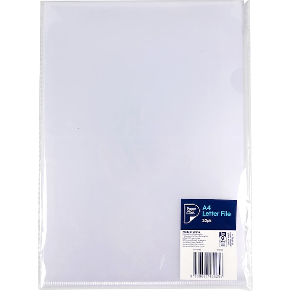 Paperclick A4 Letter File Clear 20 pack