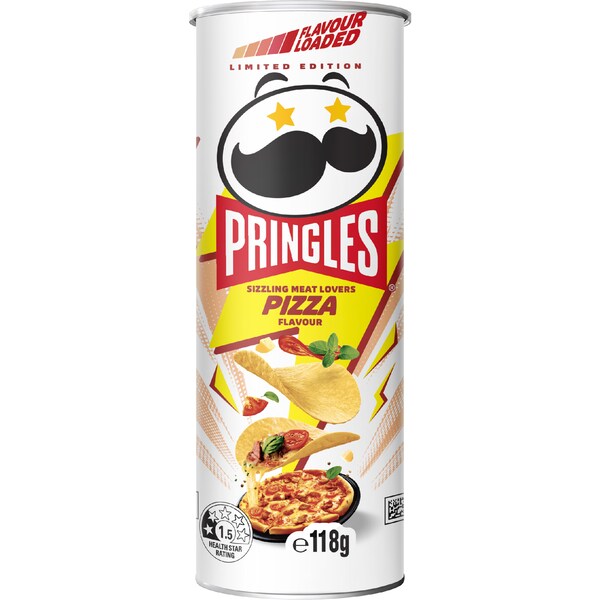 Pringles Sizzling Meat Lovers Pizza Potato Chips 118g
