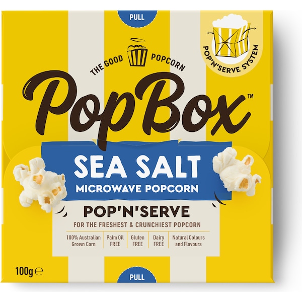 Pop Box Microwave Popcorn Sea Salt 100g