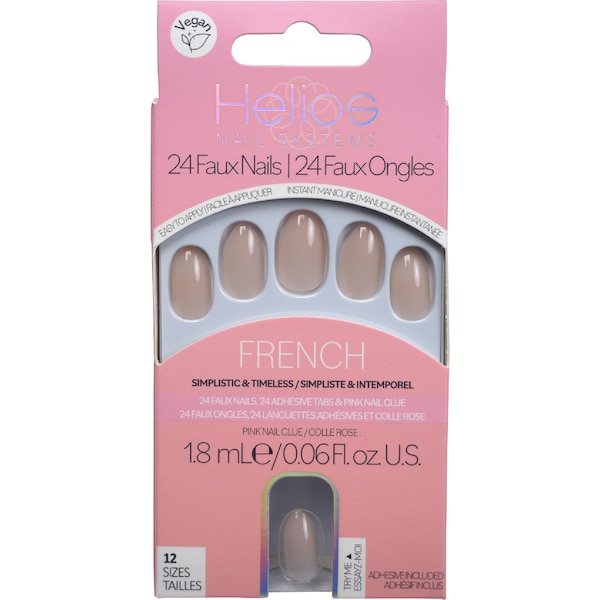 Helios Faux Press On Nails French 24 pack