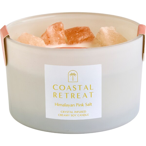 Coastal Retreat Crystal Infused Soy Candle Himalayan Pink Salt 425g