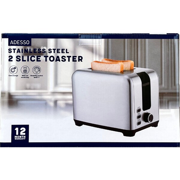 Adesso Stainless Steel 2 Slice Toaster each