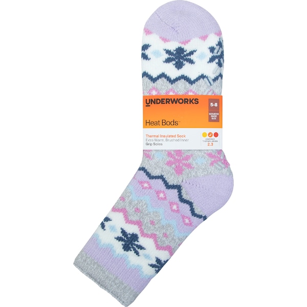 Underworks Womens Heat Bods Thermal Socks Pink Size 5-8 each