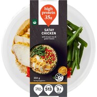 Woolworths High Protein Satay Chicken With Brown Rice & Beans