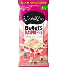 Darrell Lea White Chocolate Bullets Raspberry Block 160g – Woolworths