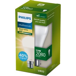 Philips Ultraefficient LED Globe B22 13W 2080Lm Warm White each – Woolworths
