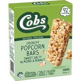 Cobs Crunchy Popcorn Bars Sweet Salty Almond & Peanut 5 pack – Woolworths