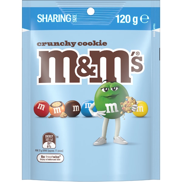 M&M's Crunchy Cookie Chocolate Snack & Share Bag 120g