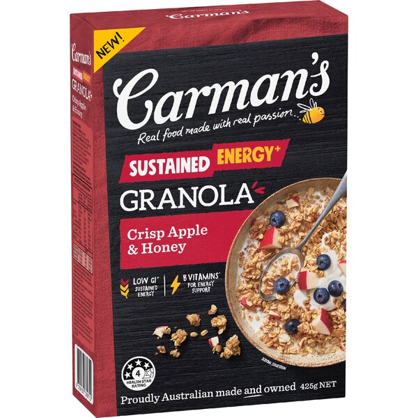 Carman's Sustained Energy Granola Crisp Apple & Honey 425g