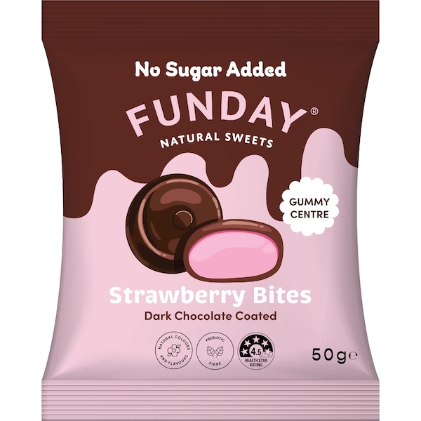 Funday Strawberry Bites Dark Chocolate 50g