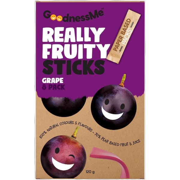 Goodness Me Really Fruity Sticks Grape 8 pack