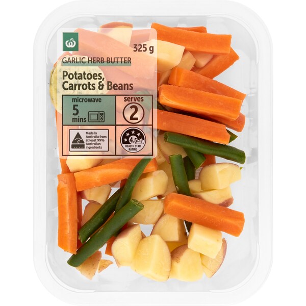 Woolworths Garlic Herb Potato Carrots & Beans 325g