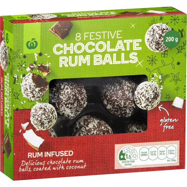 Woolworths Chocolate Rum Balls Gluten Free 8 Pack