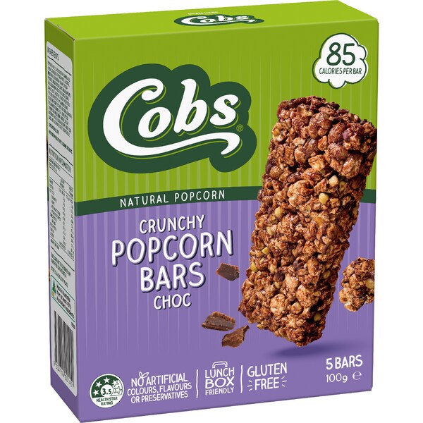 Cobs Crunchy Popcorn Bars Choc 5 pack