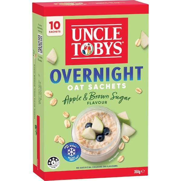 Uncle Tobys Overnight Oat Sachets Apple & Brown Sugar 10 pack
