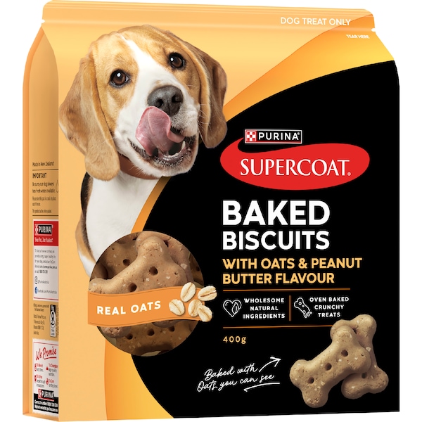 Supercoat Baked Biscuits Dog Treats With Oats & Peanut Butter Flavour 400g