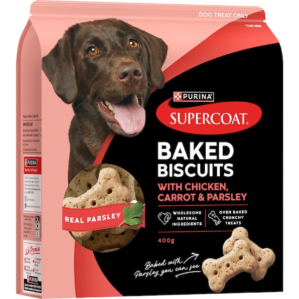 Supercoat Baked Biscuits Dog Treats With Chicken Carrot & Parsley 400g