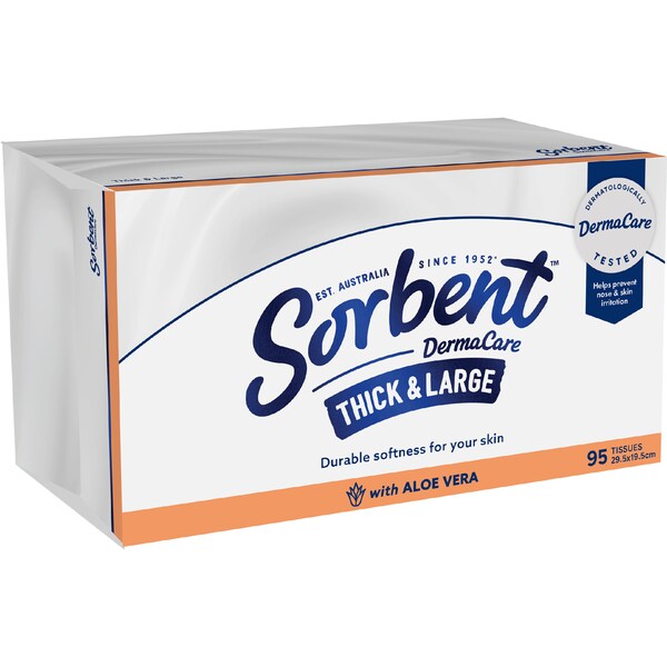 Sorbent Facial Tissues Thick & Large With Aloe Vera 95 pack