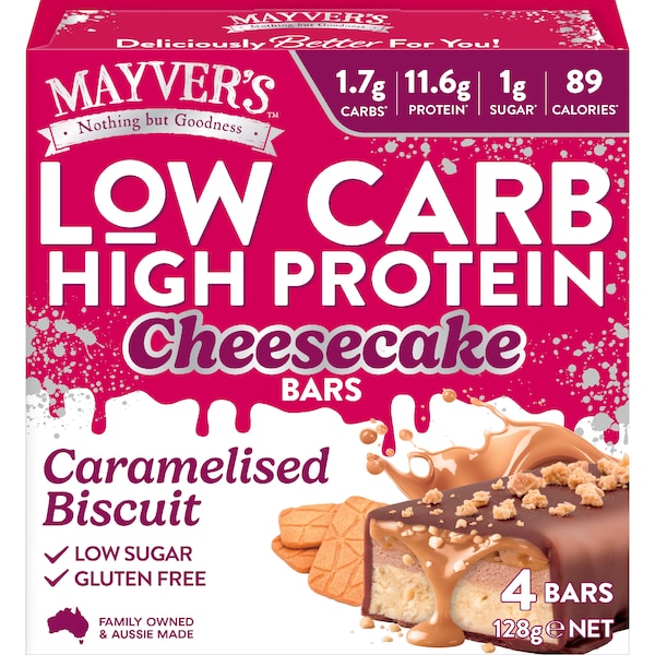 Mayver's Low Carb High Protein Bars Cheesecake Caramelised Biscuit 4 pack