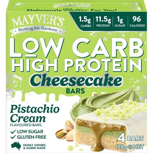 Mayver's Low Carb High Protein Bars Cheesecake Pistachio Cream 4 pack