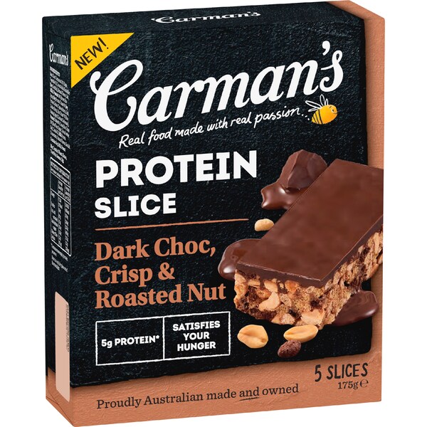 Carman's Protein Slice Bar Dark Choc Crisp & Roasted Nut 5 pack