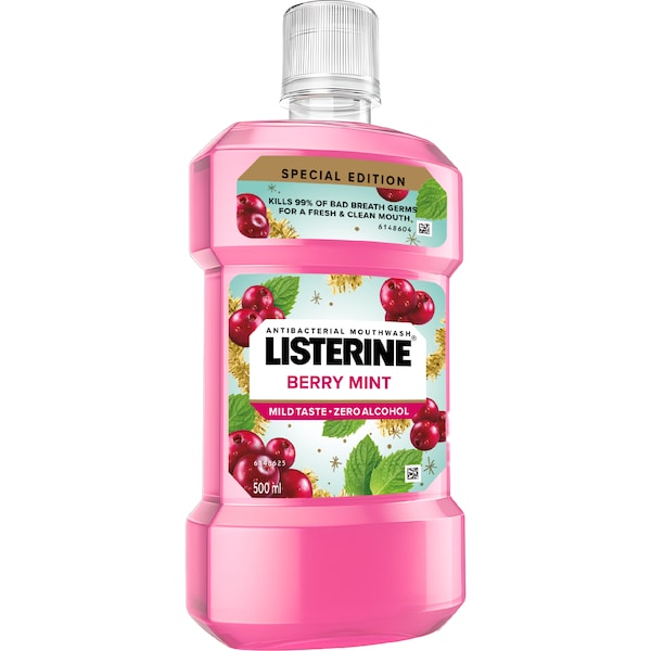 Listerine Mouthwash Antibacterial Zero Alcohol Berry Mint 500mL