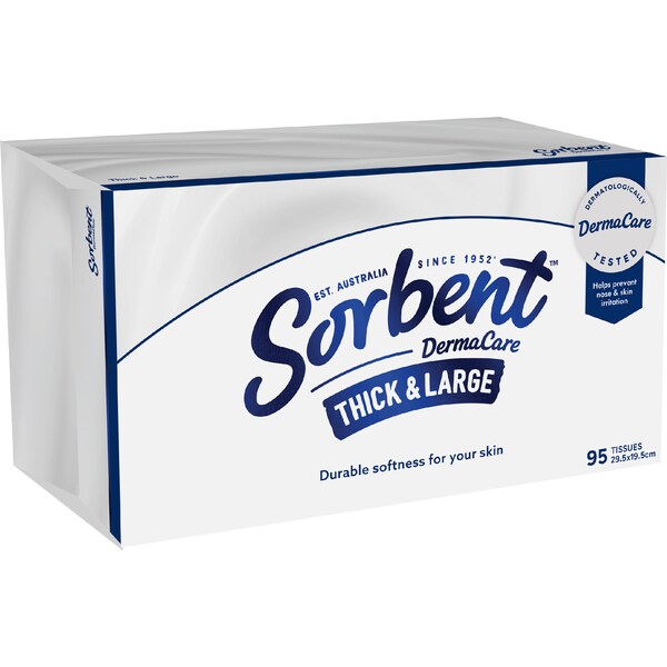 Sorbent Facial Tissues Thick & Large White 95 pack