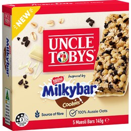 Uncle Tobys Muesli Bars Milkybar Cookies & Creme 5 pack – Woolworths